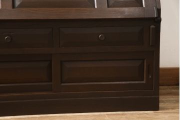 和製ビンテージ　吉田璋也(よしだしょうや)デザイン　三方欅(ケヤキ)材　和洋どちらのお部屋にも馴染むデザインが魅力的なライティングビューロー(ヴィンテージ、ワークデスク、在宅用、在宅ワーク用、座机、文机)(R-061027)