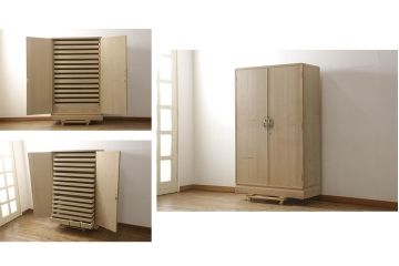中古　伝統工芸士　熊倉由蔵作　衣装盆14杯　たっぷりの収納力と上品な佇まいが魅力的な加茂総桐箪笥(大丸、四方丸、総桐たんす、着物箪笥、引き出し、衣装タンス)(定価約120万円)(R-061029)