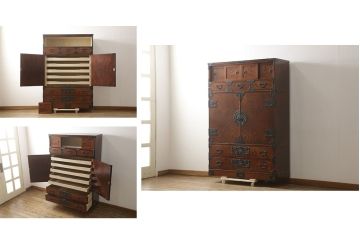 中古　美品　岩谷堂箪笥　菊幸　和の趣あふれる衣装箪笥(和箪笥、和たんす、収納箪笥、引き出し、上下バラ売り可能)(定価約83万円)(R-061034)