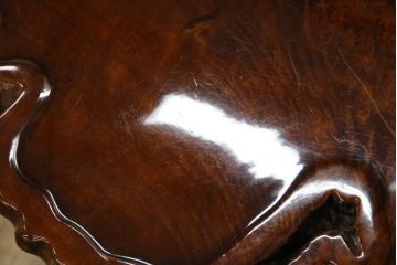 中古　美品　銘木　楓(カエデ)の輪切り　瘤材　鳥眼杢(バーズアイ)　木の風合いを活かした高級座卓(ローテーブル、センターテーブル、リビングテーブル)(定価約50万円)(R-061036)