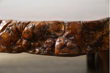 中古　美品　銘木　楓(カエデ)の輪切り　瘤材　鳥眼杢(バーズアイ)　木の風合いを活かした高級座卓(ローテーブル、センターテーブル、リビングテーブル)(定価約50万円)(R-061036)