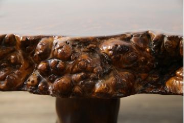 中古　美品　銘木　楓(カエデ)の輪切り　瘤材　鳥眼杢(バーズアイ)　木の風合いを活かした高級座卓(ローテーブル、センターテーブル、リビングテーブル)(定価約50万円)(R-061036)