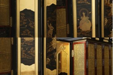 中古　新古品　展示未使用品　石川県伝統工芸品　堆黒(ついこく)　北川仏壇製作所　釘を使わないホゾ組立の荘厳な美川仏壇(厨子、ずし)(定価約704万円)(R-061044)
