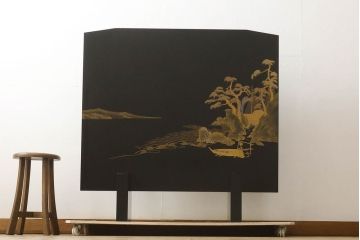 中古　輪島塗り　和の風情あふれる衝立て(仕切り、パーテーション、つい立て)(定価約180万円)(R-061046)