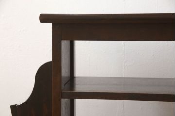 和製ビンテージ　絶版品　北海道民芸家具　#440　便利な収納ポケットが付いたマガジン卓(サイドテーブル、マガジンラック、ヴィンテージ)(R-061049)
