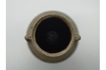 人間国宝　島岡達三　地釉象嵌縄文壺(共箱付き、壷、花瓶、花器)(R-061052)