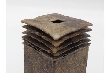 のだ窯　泉田之也　積層花器(共箱付き、花瓶、花器、一輪挿し)(R-061060)