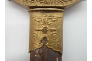 戦前　委員長蒋中正贈(蒋介石)　0001　航空委員会　希少短剣(鞘付き、旧日本海軍、鷹彫刻、 模造刀、中国?)(R-061063)