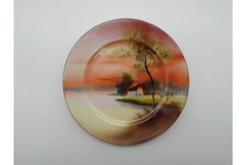 オールドノリタケ　NORITAKE　湖図　ハンドペイント　レトロでかわいらしいプレート・ボウル(皿、小鉢、深皿、洋食器)(R-061065)