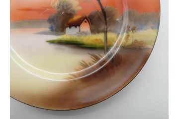 オールドノリタケ　NORITAKE　湖図　ハンドペイント　レトロでかわいらしいプレート・ボウル(皿、小鉢、深皿、洋食器)(R-061065)