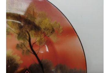 オールドノリタケ　NORITAKE　湖図　ハンドペイント　レトロでかわいらしいプレート・ボウル(皿、小鉢、深皿、洋食器)(R-061065)