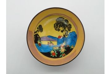 オールドノリタケ　NORITAKE　湖図　ハンドペイント　レトロでかわいらしいプレート・ボウル(皿、小鉢、深皿、洋食器)(R-061065)
