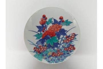 人間国宝　十四代今泉今右衛門　錦芙蓉絵額皿(共箱付き、皿立て付き、額皿、飾り皿、飾皿、中皿、色鍋島、色絵)(R-061068)