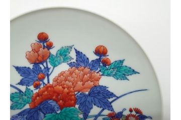 人間国宝　十四代今泉今右衛門　錦芙蓉絵額皿(共箱付き、皿立て付き、額皿、飾り皿、飾皿、中皿、色鍋島、色絵)(R-061068)
