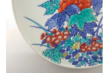 人間国宝　十四代今泉今右衛門　錦芙蓉絵額皿(共箱付き、皿立て付き、額皿、飾り皿、飾皿、中皿、色鍋島、色絵)(R-061068)