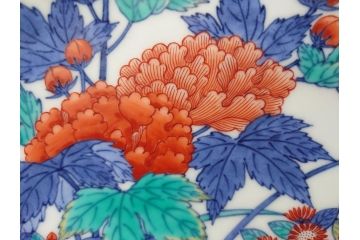 人間国宝　十四代今泉今右衛門　錦芙蓉絵額皿(共箱付き、皿立て付き、額皿、飾り皿、飾皿、中皿、色鍋島、色絵)(R-061068)