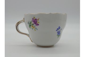 ドイツ　マイセン　Meissen　五つ花　メイン　ピンクローズ　ベーシックフラワー　気品あふれるコーヒーカップ&ソーサー(共箱付き、洋食器、西洋陶磁器、C&S)(R-061069)
