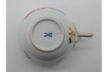 ドイツ　マイセン　Meissen　五つ花　メイン　ピンクローズ　ベーシックフラワー　気品あふれるコーヒーカップ&ソーサー(共箱付き、洋食器、西洋陶磁器、C&S)(R-061069)