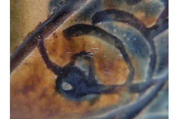 人間国宝　金城次郎　壺屋焼(上焼)　魚文　抱瓶(沖縄、琉球陶器、金城一門、酒器、魚紋、徳利、民芸陶器)(R-061070)
