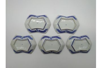 希少　上手物　オールド香蘭社　有田焼　色絵花図　錦手　6.4寸中皿5枚セット(変形皿、和食器、皿)(R-061071)