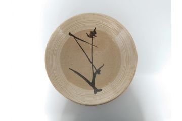 人間国宝　濱田庄司(浜田庄司)　益子焼　絵刷毛目皿(共箱付き、中皿、大皿)(R-061075)