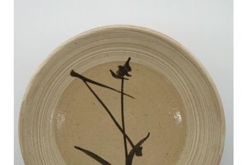 人間国宝　濱田庄司(浜田庄司)　益子焼　絵刷毛目皿(共箱付き、中皿、大皿)(R-061075)