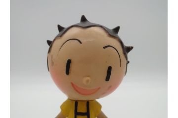 昭和レトロ　栗田工業株式会社　クリちゃん　根本進　どこか懐かしさを感じるソフビ人形(朝日新聞4コマ漫画、コレクター、ディスプレイ)(R-061076)