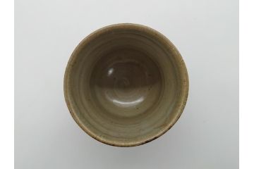 人間国宝　島岡達三　益子焼　地釉縄文象嵌湯呑(共箱付き、民芸陶器、湯呑み)(R-061081)