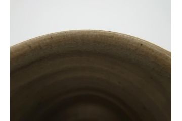 人間国宝　島岡達三　益子焼　地釉縄文象嵌湯呑(共箱付き、民芸陶器、湯呑み)(R-061081)