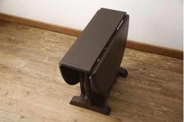 ビンテージ　松本民芸家具　サイドテーブルとしても使える、低めのつくりの#26型バタフライ卓(ドロップリーフテーブル、バタフライテーブル、コーヒーテーブル、ヴィンテージ)(R-061083)