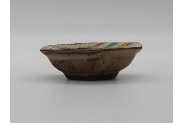 人間国宝　島岡達三　益子焼　象嵌赤絵縞文六角組皿　六角組皿6客セット(共箱付き、小鉢、和食器、民芸陶器)(R-061090)