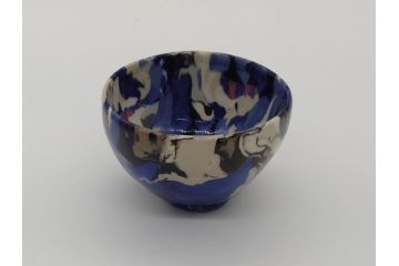 人間国宝　松井康成　練上ぐい呑　猪口(箱無し、酒呑、盃、練上手)(R-061092)