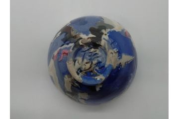 人間国宝　松井康成　練上ぐい呑　猪口(箱無し、酒呑、盃、練上手)(R-061092)