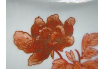 明治〜大正　九谷焼　久谷製　久谷赤絵　小槌摘赤絵金彩　菓子器　鮮やかな色合いの5.4寸菓子鉢(蓋物、蓋付菓子鉢、深鉢、深皿、シュガーポット)(R-061095)