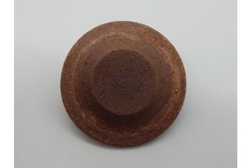 人間国宝　島岡達三　益子焼　象嵌赤繪草花文小蓋物(共箱付き、赤絵、民芸陶器、蓋付き器、蓋物、茶壺、シュガーポット)(R-061097)