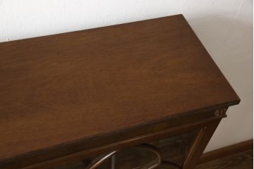 イギリスアンティーク　マホガニー材　シンプルで使いやすい薄型ブックケース(本箱、ガラスケース、飾り棚、陳列棚、収納棚)(R-061100)