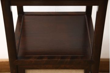 ビンテージ　松本民芸家具　上品な和の趣き漂うサイドテーブル(花台、飾り台、収納棚、A型電話台、ヴィンテージ)(定価約9万円)(R-061125)