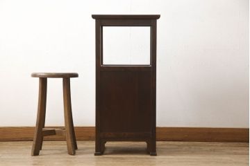 ビンテージ　松本民芸家具　上品な和の趣き漂うサイドテーブル(花台、飾り台、収納棚、A型電話台、ヴィンテージ)(定価約9万円)(R-061125)