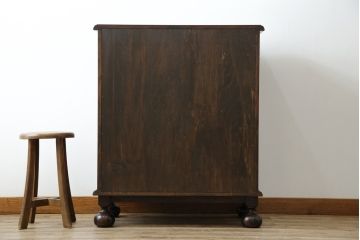 和製ビンテージ　松本民芸家具　ボールフット　こだわりの空間づくりにおすすめのレコードケース(レコードキャビネット、サイドキャビネット、収納棚、戸棚、ヴィンテージ)(R-061129)