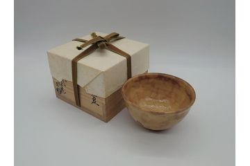 十三代　田原陶兵衛　萩焼　深川本窯　茶碗(共箱付き、茶道具、湯呑み、和食器、ボウル、作家物)(R-061138)