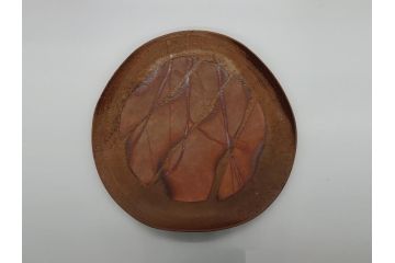 山下譲治作　陶備堂　備前焼　緋襷　大皿54(1.8尺)(共箱付き、盛皿、平皿、和食器、作家物)(R-061140)