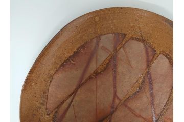 山下譲治作　陶備堂　備前焼　緋襷　大皿54(1.8尺)(共箱付き、盛皿、平皿、和食器、作家物)(R-061140)