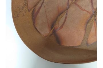 山下譲治作　陶備堂　備前焼　緋襷　大皿54(1.8尺)(共箱付き、盛皿、平皿、和食器、作家物)(R-061140)