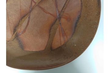 山下譲治作　陶備堂　備前焼　緋襷　大皿54(1.8尺)(共箱付き、盛皿、平皿、和食器、作家物)(R-061140)