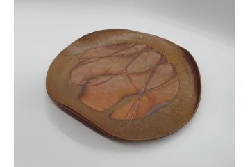 山下譲治作　陶備堂　備前焼　緋襷　大皿54(1.8尺)(共箱付き、盛皿、平皿、和食器、作家物)(R-061140)