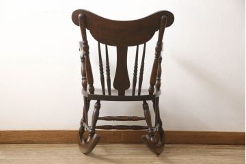 中古　松本民芸家具　クラシカルな雰囲気ただよう#39A型ロッキングチェア(アームチェア、板座チェア、揺り椅子、イス)(R-061148)