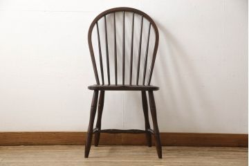 中古　松本民芸家具　シックな佇まいが魅力的な#72型・リーチチェア(ダイニングチェア、ウィンザーチェア、板座チェア、椅子、ウインザーチェア)(R-061149)