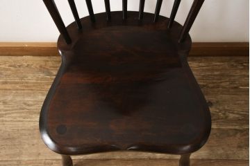 中古　松本民芸家具　シックな佇まいが魅力的な#72型・リーチチェア(ダイニングチェア、ウィンザーチェア、板座チェア、椅子、ウインザーチェア)(R-061149)