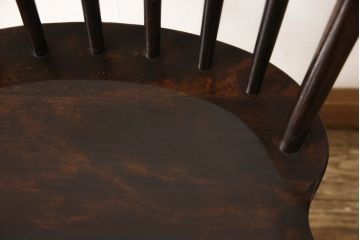 中古　松本民芸家具　シックな佇まいが魅力的な#72型・リーチチェア(ダイニングチェア、ウィンザーチェア、板座チェア、椅子、ウインザーチェア)(R-061149)