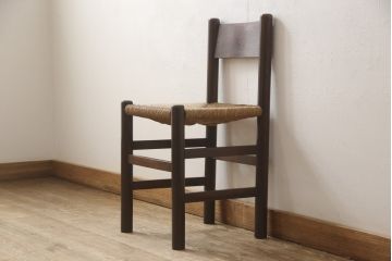 ビンテージ　松本民芸家具　ナラ材　アジアンテイストのお部屋におすすめなラッシチェア(ヴィンテージ、椅子、イス)(R-061151)